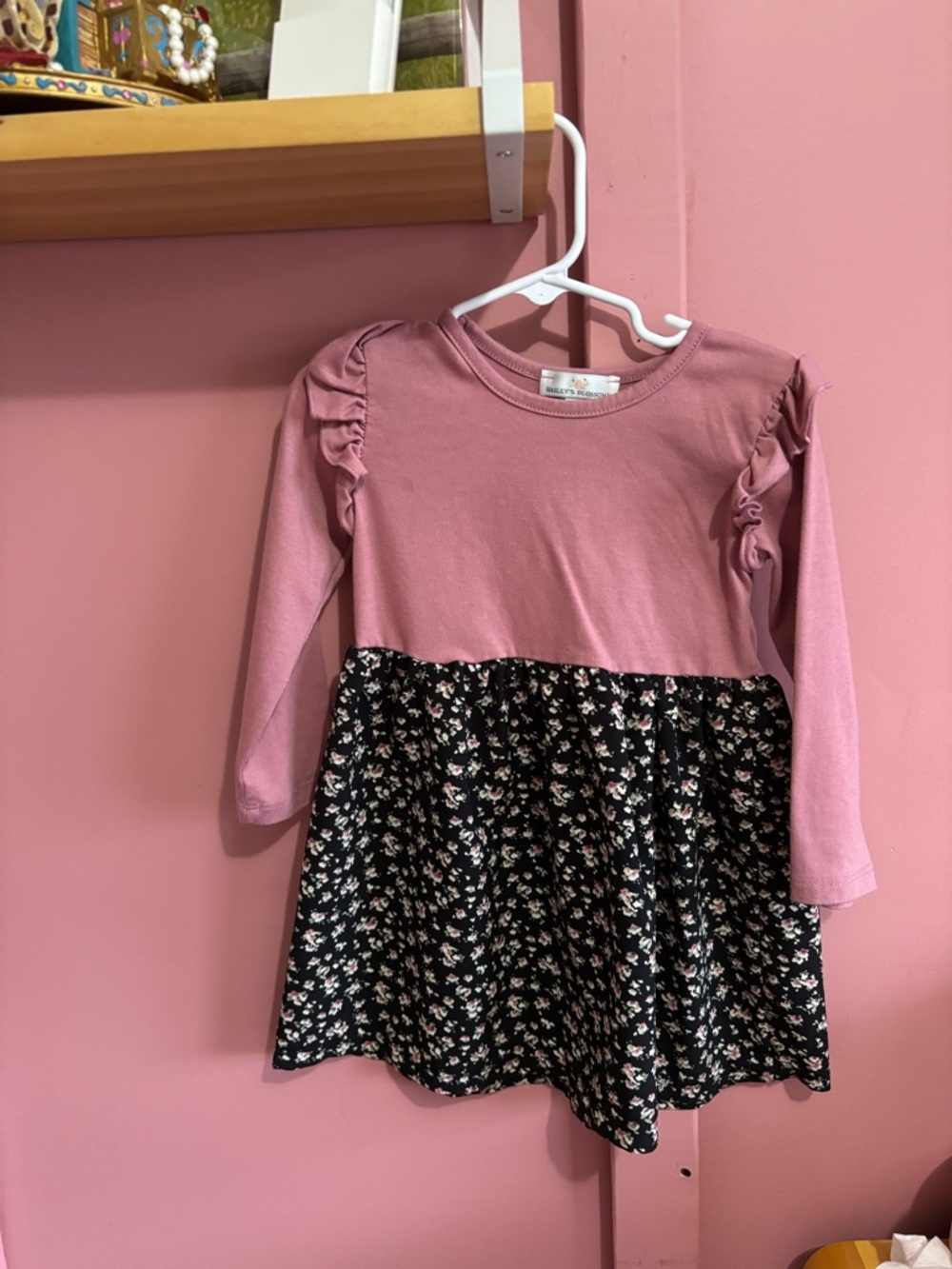 Bailey Blossoms pink and floral print long sleeve dress size 3T